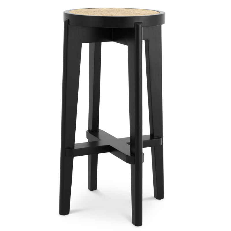 Барный стул Eichholtz Bar Stool Dareau black Бежевый Черный Барный стул Eichholtz Bar Stool Dareau black Бежевый Черный в Грозном | Loft Concept