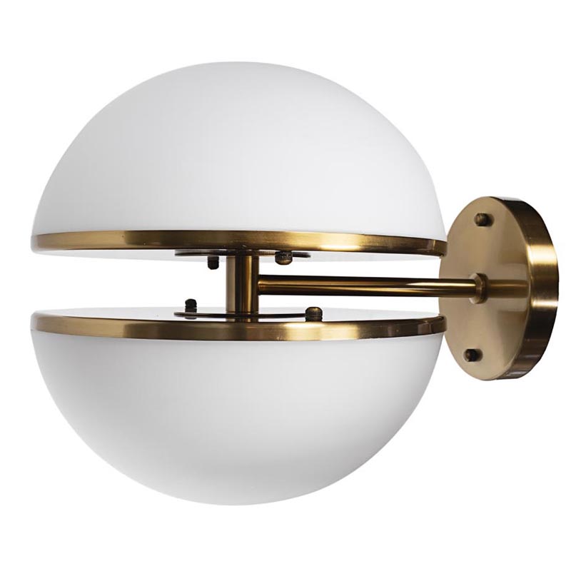 Бра Sphere Sconce Белое матовое стекло Латунь Бра Sphere Sconce Белое матовое стекло Латунь в Грозном | Loft Concept