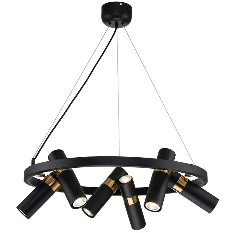 Люстра Rickon Chandelier Spot 12 Черный Золотой Люстра Rickon Chandelier Spot 12 Черный Золотой в Грозном | Loft Concept