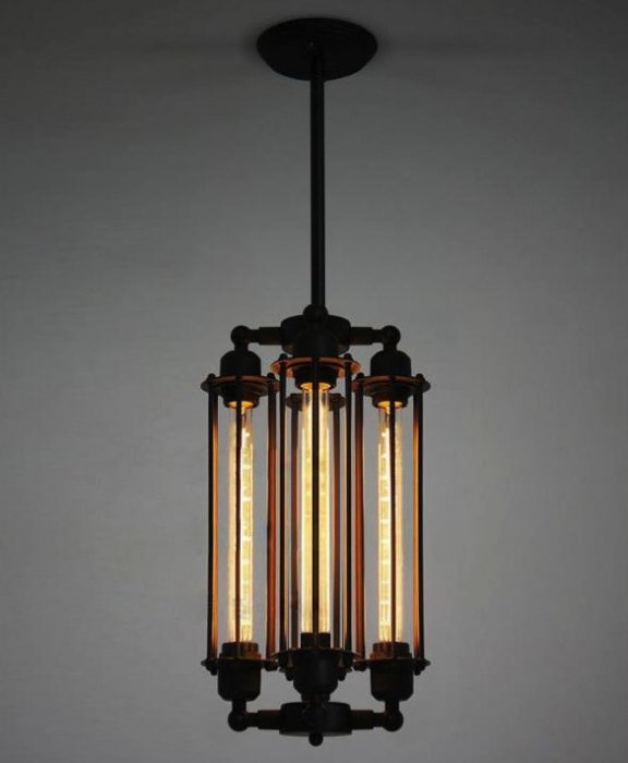 Подвесной светильник Loft Industrial Edison Cage Vertical Quatro Черный Подвесной светильник Loft Industrial Edison Cage Vertical Quatro Черный в Грозном | Loft Concept