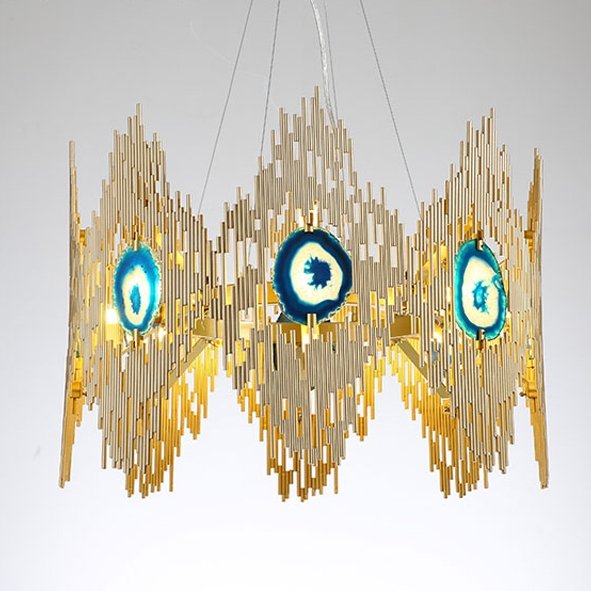 Люстра Calypso Chandelier 8 Золотой Графит Морская синь Люстра Calypso Chandelier 8 Золотой Графит Морская синь в Грозном | Loft Concept