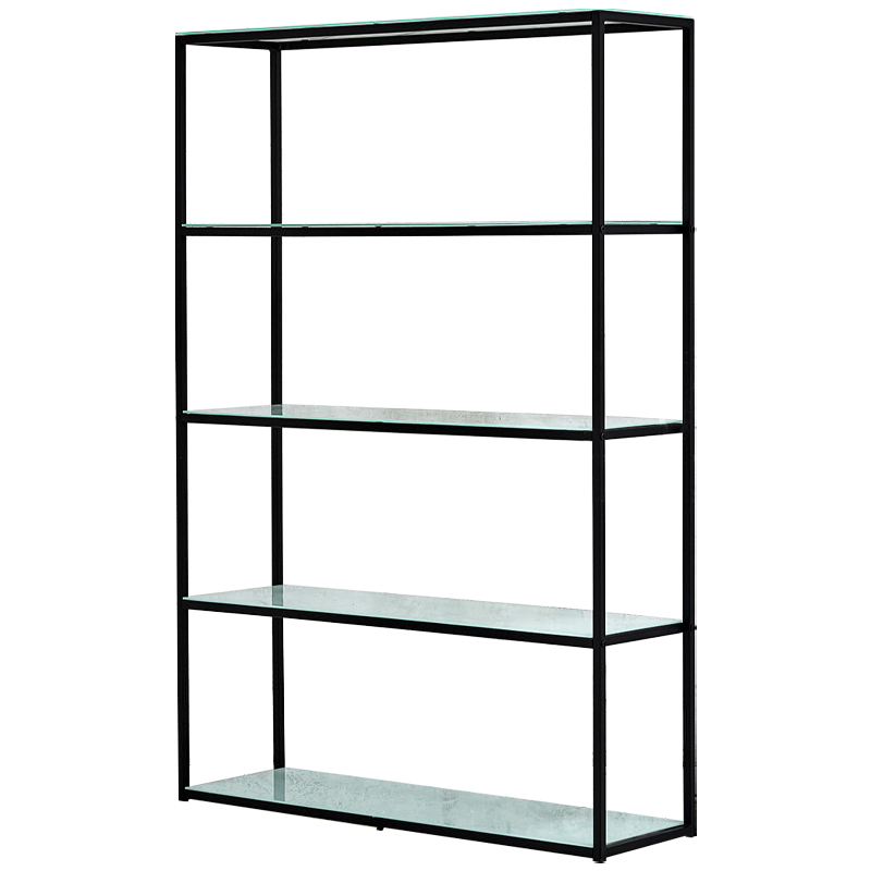 Стеллаж металлический со стеклянными полками Hebert Marble Glass Rack Черный Белый Стеллаж металлический со стеклянными полками Hebert Marble Glass Rack Черный Белый в Грозном | Loft Concept
