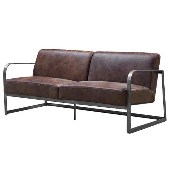 Диван INDIO METAL leather SOFA Коричневый Диван INDIO METAL leather SOFA Коричневый в Грозном | Loft Concept