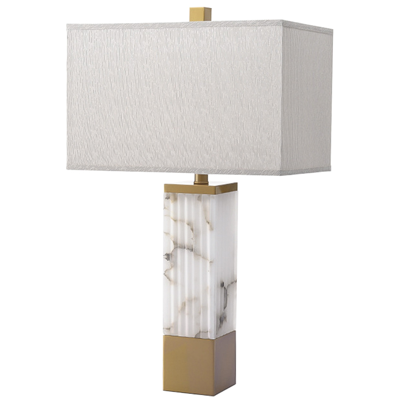 Настольная лампа Blanchefleur Marble Table Lamp Белый Мрамор Bianco Серый Латунь в Грозном | Loft Concept 