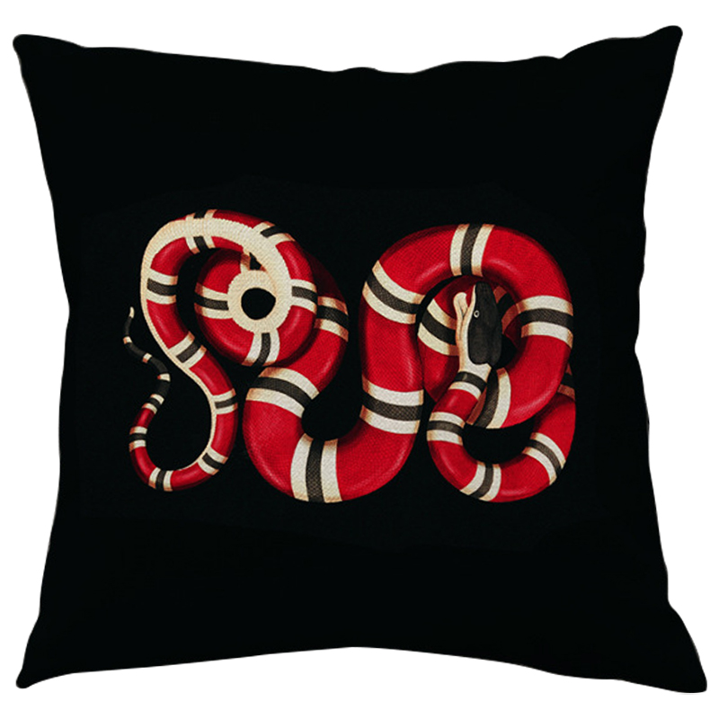 Декоративная подушка Стиль Gucci Micrurus Snake Black Черный Красный Бежевый Декоративная подушка Стиль Gucci Micrurus Snake Black Черный Красный Бежевый в Грозном | Loft Concept