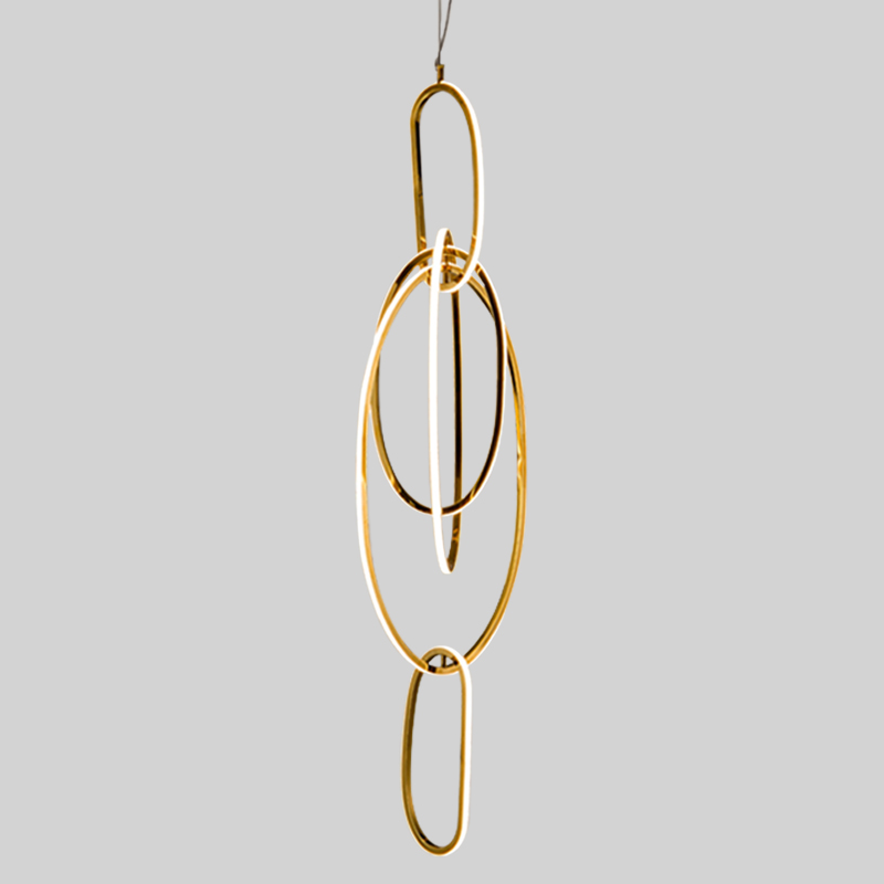 Люстра Vertical Gold Oval Rings Chandelier Золотой Люстра Vertical Gold Oval Rings Chandelier Золотой в Грозном | Loft Concept