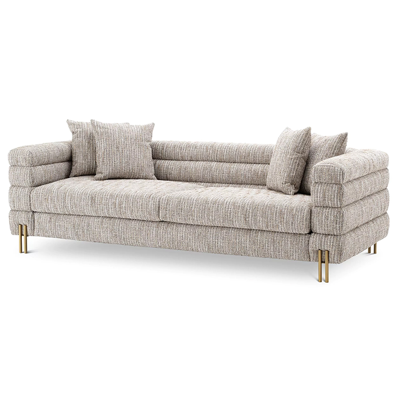 Диван Eichholtz Sofa York Бежево-серый Латунь Бежево-серый Матовая латунь Диван Eichholtz Sofa York Бежево-серый Латунь Бежево-серый Матовая латунь в Грозном | Loft Concept