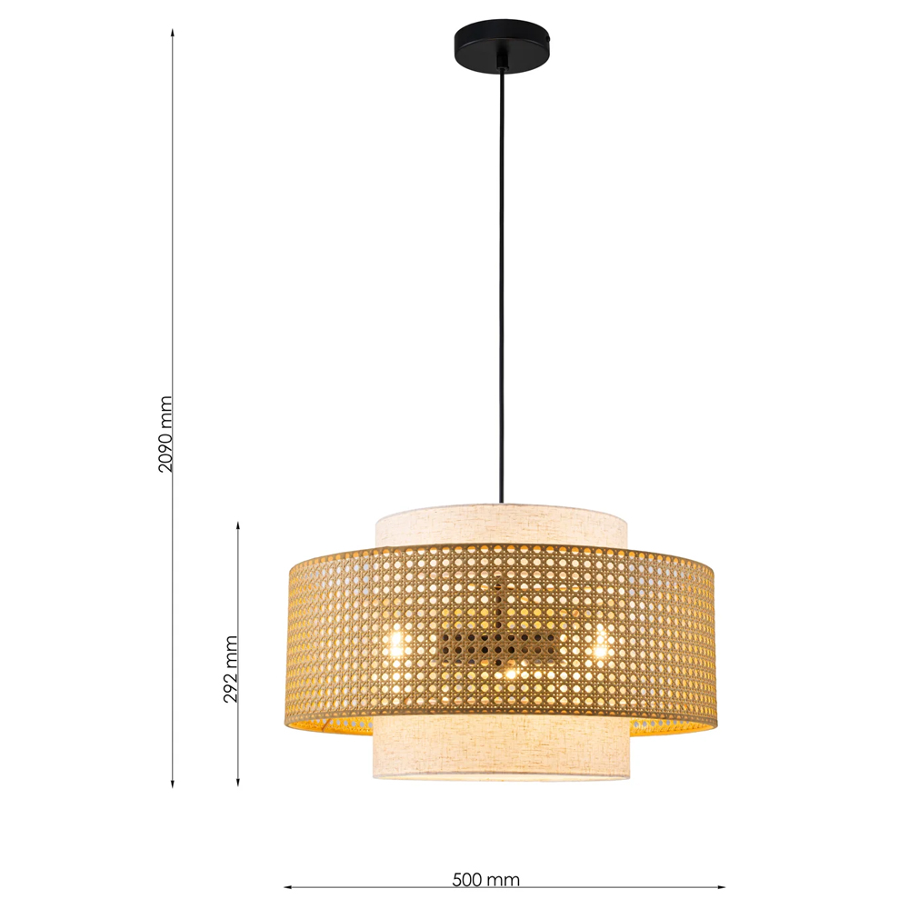 Подвесной светильник с декоративным поясом из плетеного бамбука Biuloggicu в Грозном