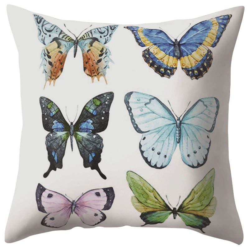 Декоративная подушка Six Butterflies Белый Мульти Декоративная подушка Six Butterflies Белый Мульти в Грозном | Loft Concept