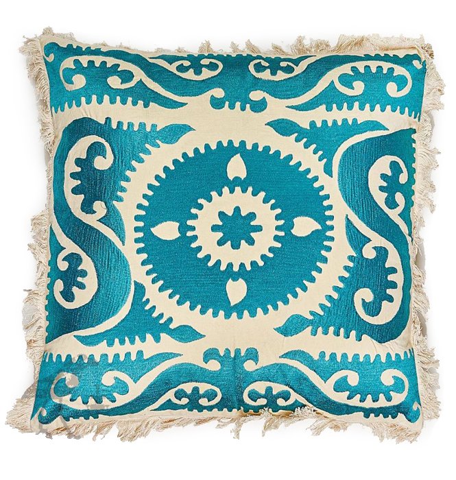 Подушка Turquoise Ornament Бирюзовый Белый Подушка Turquoise Ornament Бирюзовый Белый в Грозном | Loft Concept