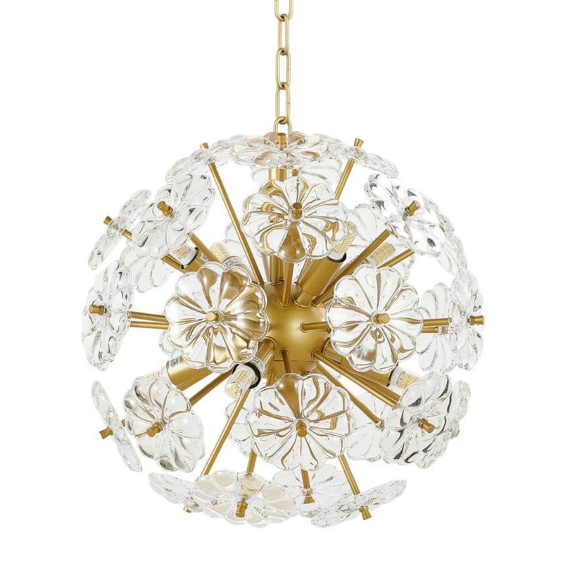 Люстра Glass Flowers Sputnik Chandelier D 32 матовое золото Прозрачное Стекло Люстра Glass Flowers Sputnik Chandelier D 32 матовое золото Прозрачное Стекло в Грозном | Loft Concept