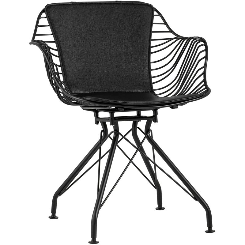 Стул Bertoia с подлокотником Chair Black metal Черный Стул Bertoia с подлокотником Chair Black metal Черный в Грозном | Loft Concept