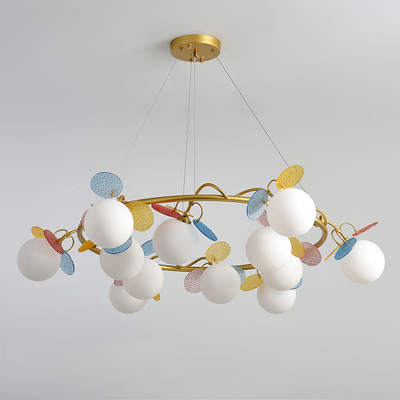 Люстра MATISSE Chandelier glass Золотой Белый Мульти Люстра MATISSE Chandelier glass Золотой Белый Мульти в Грозном | Loft Concept