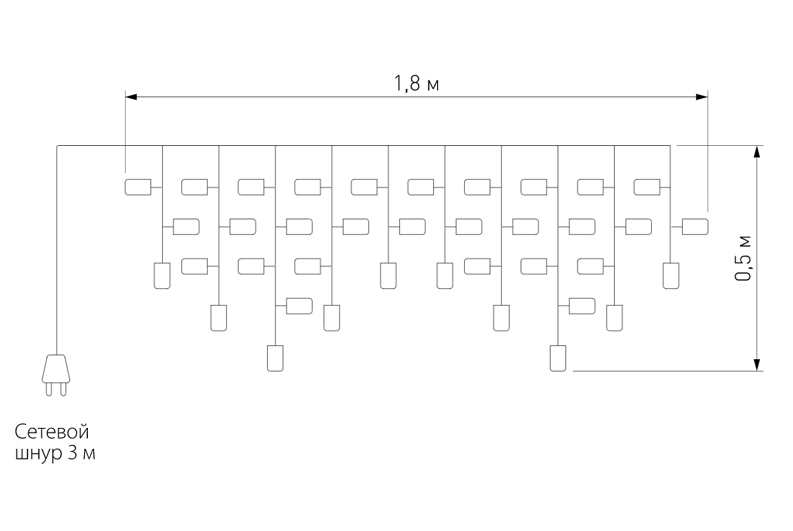 Гирлянда Бахрома с Цветными светодиодами в Грозном