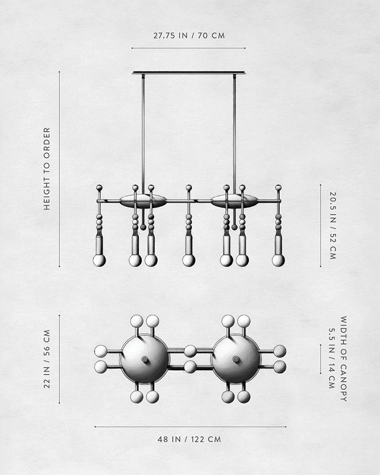 Линейная Люстра TALISMAN 14 патронов по дизайну студии Apparatus в Грозном