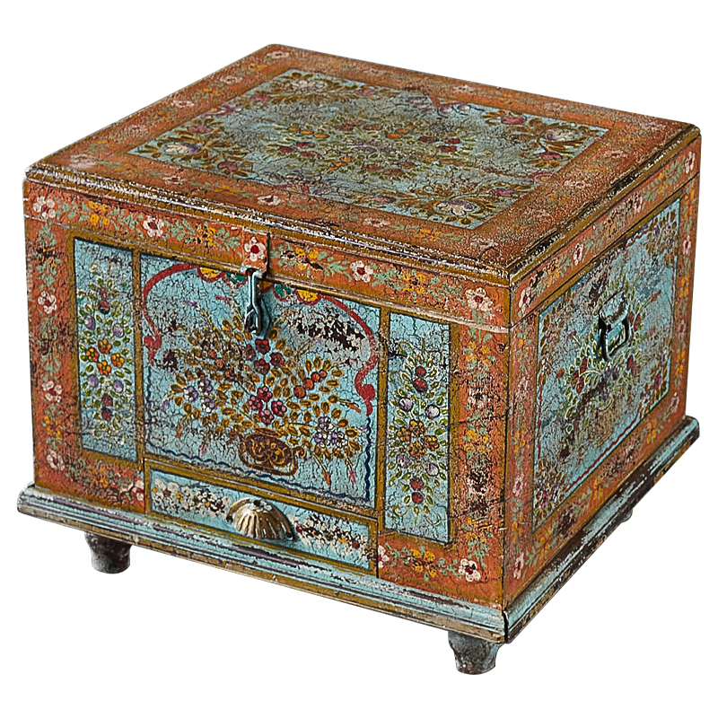 Сундук ручная роспись Harsh Antique Indian Painted Chest Мульти Бирюзовый Оранжевый Сундук ручная роспись Harsh Antique Indian Painted Chest Мульти Бирюзовый Оранжевый в Грозном | Loft Concept