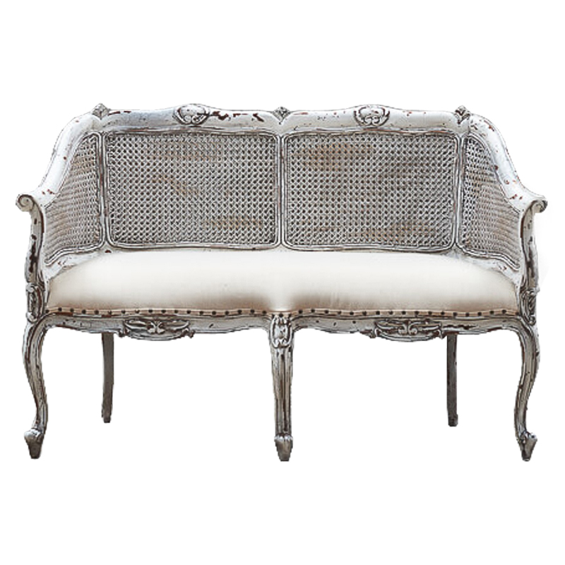 Диван Maria Antoinette Wicker Sofa Бежевый Белый винтажная патина Диван Maria Antoinette Wicker Sofa Бежевый Белый винтажная патина в Грозном | Loft Concept