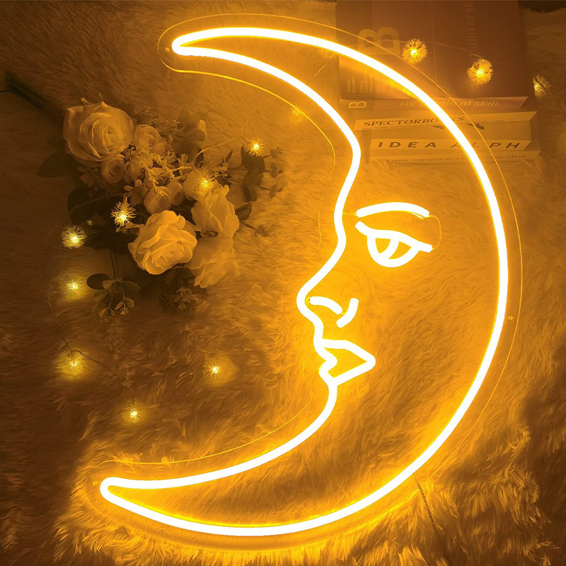 Неоновая настенная лампа Crescent Moon Neon Wall Lamp Прозрачный Желтый Неоновая настенная лампа Crescent Moon Neon Wall Lamp Прозрачный Желтый в Грозном | Loft Concept