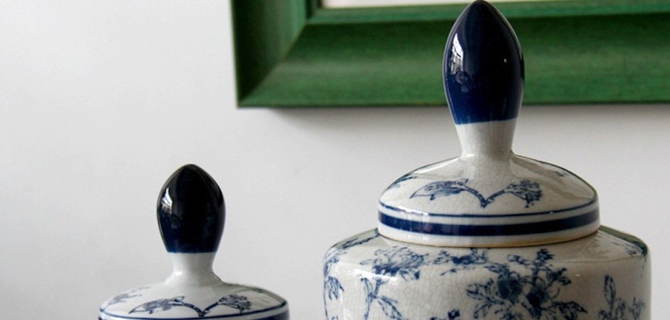 Вазы blue and white ornament Комплект из 2-х - фото №1