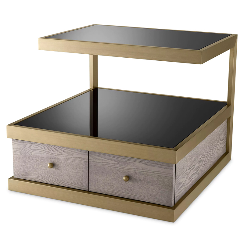 Приставной стол Eichholtz Side Table Kuboa Латунь Черный Gray oak Серый Дуб Приставной стол Eichholtz Side Table Kuboa Латунь Черный Gray oak Серый Дуб в Грозном | Loft Concept
