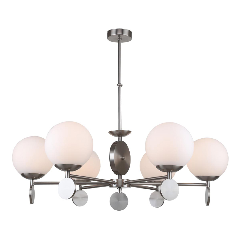 Люстра Kyran Nickel Chandelier 6 Никель Белый Люстра Kyran Nickel Chandelier 6 Никель Белый в Грозном | Loft Concept