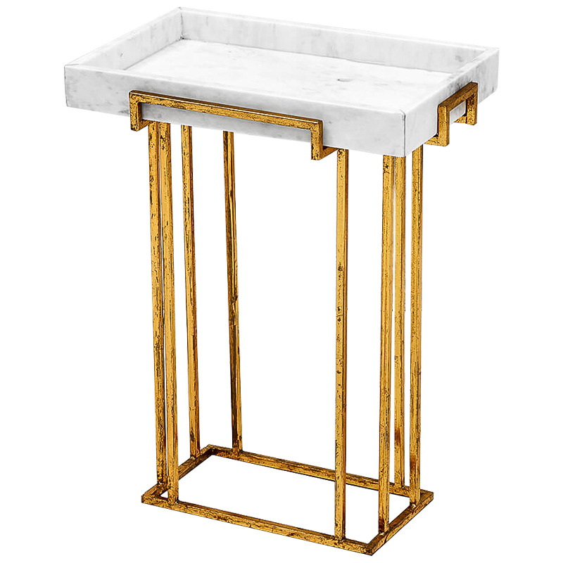 Приставной стол Eos Side Table Белый Винтажное Светлое Золото Приставной стол Eos Side Table Белый Винтажное Светлое Золото в Грозном | Loft Concept