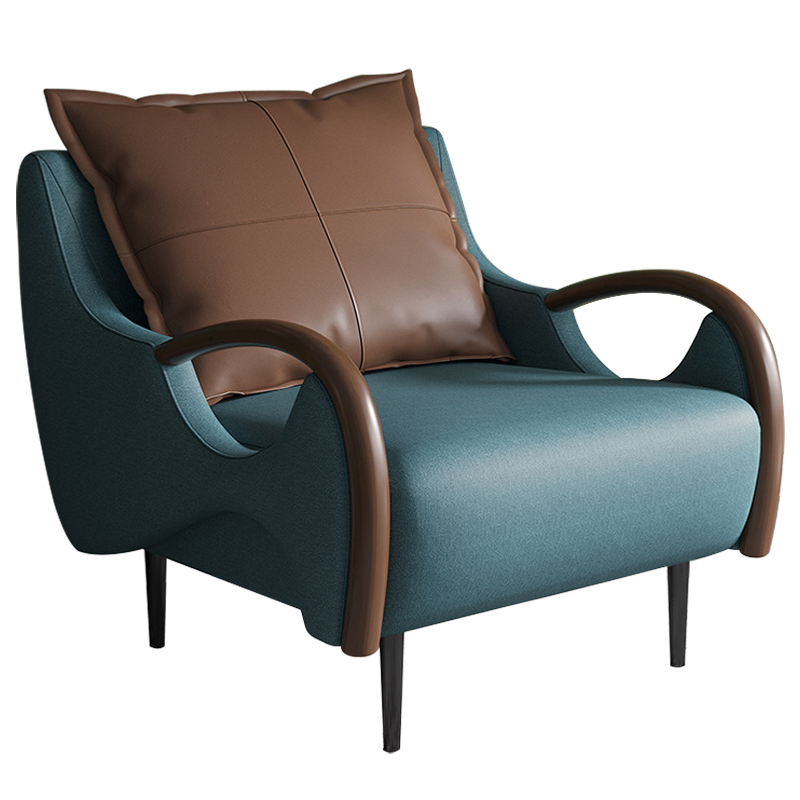 Кресло Oliwier Blue Armchair Синий Коричневый Кресло Oliwier Blue Armchair Синий Коричневый в Грозном | Loft Concept