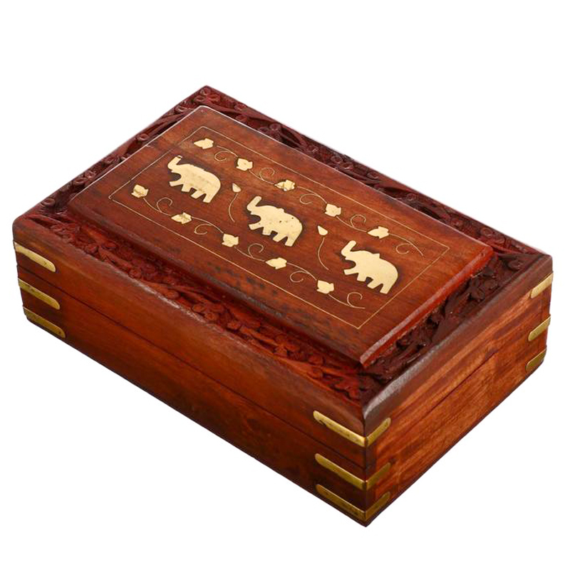 Шкатулка Three Elephants Indian Inlay Box Коричневый Латунь Шкатулка Three Elephants Indian Inlay Box Коричневый Латунь в Грозном | Loft Concept