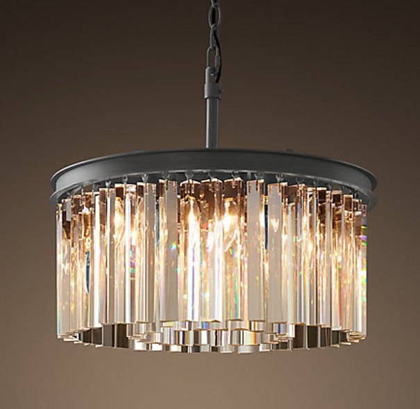 Люстра RH Rhys Clear Glass Prism Round Chandelier 40 Черный Люстра RH Rhys Clear Glass Prism Round Chandelier 40 Черный в Грозном | Loft Concept