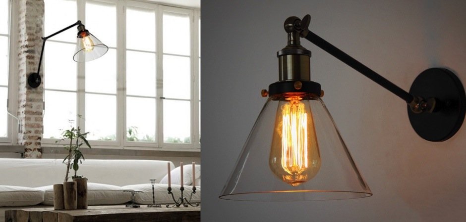 Бра Gloce Cone Shade Loft Industrial Glass Бра Gloce Cone Shade Loft Industrial Glass - Loft-Concept в Грозном