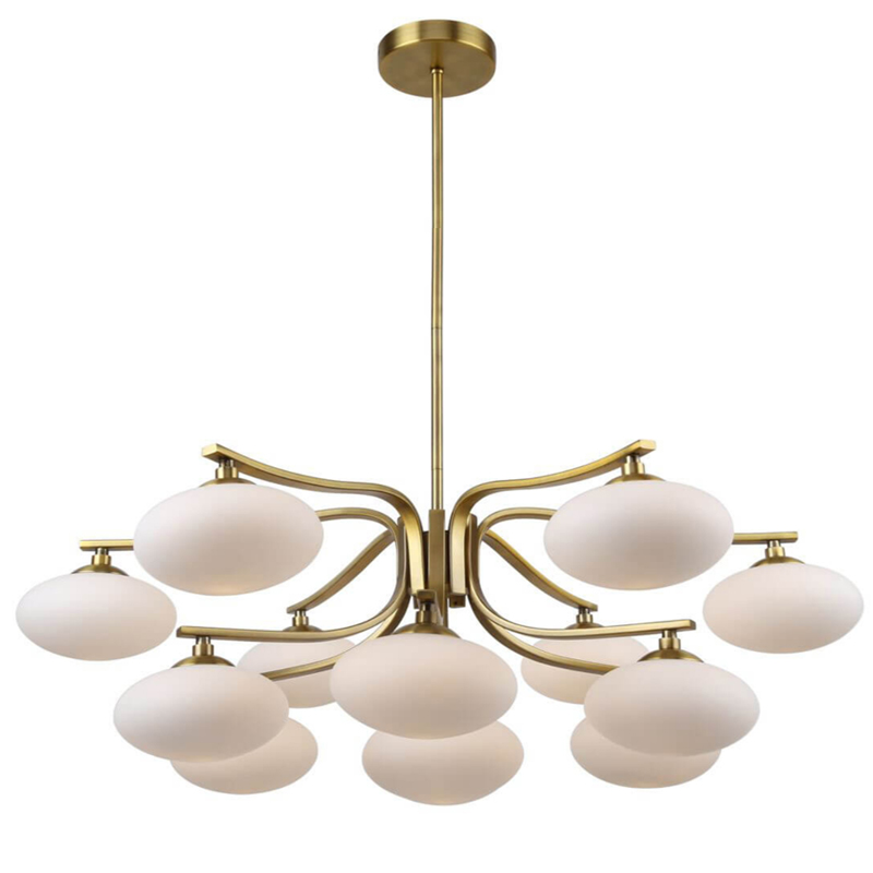 Oval Balls Mushrooms Chandelier 13 Brass Латунь Прозрачный белый Oval Balls Mushrooms Chandelier 13 Brass Латунь Прозрачный белый в Грозном | Loft Concept