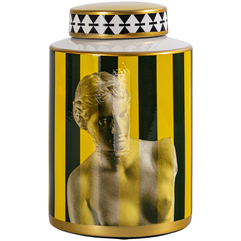 Ваза с крышкой Venus Yellow Black Vase Золотой Желтый Черный Черно-белый Ваза с крышкой Venus Yellow Black Vase Золотой Желтый Черный Черно-белый в Грозном | Loft Concept