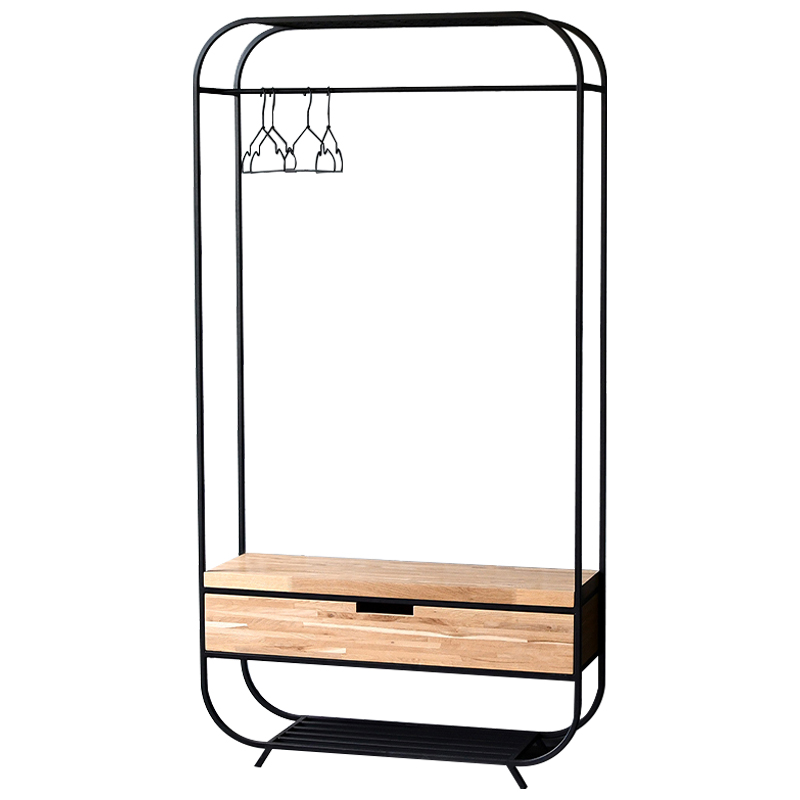 Рейл с выдвижным ящиком Ewing Industrial Metal Rust Clothes Rail Черный Светлый дуб Рейл с выдвижным ящиком Ewing Industrial Metal Rust Clothes Rail Черный Светлый дуб в Грозном | Loft Concept