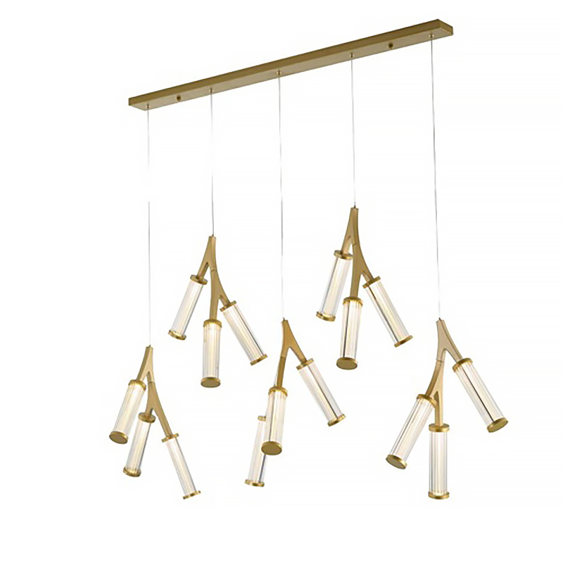Люстра Cylinder Branches Chandelier Gold 15 Золотой Прозрачный Люстра Cylinder Branches Chandelier Gold 15 Золотой Прозрачный в Грозном | Loft Concept