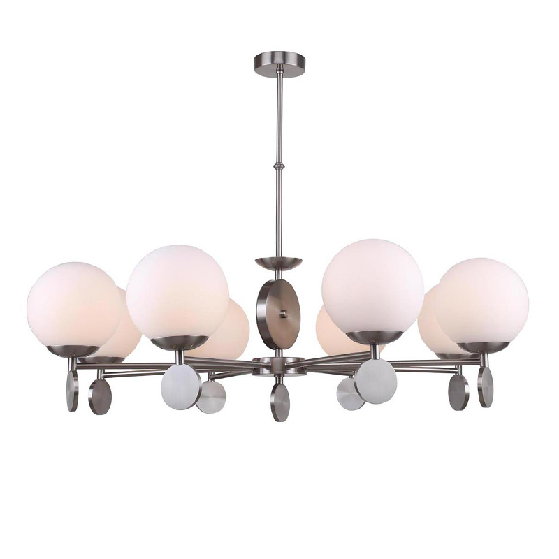 Люстра Kyran Nickel Chandelier 8 Никель Белый Люстра Kyran Nickel Chandelier 8 Никель Белый в Грозном | Loft Concept
