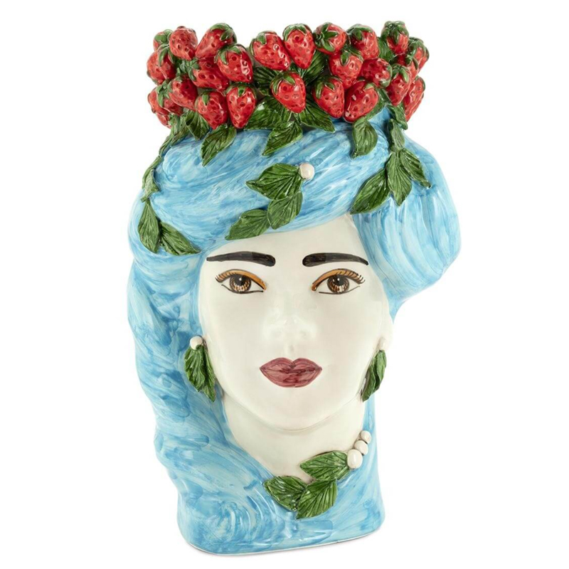 Ваза VASE STRAWBERRIES HEAD LADY BIG Blue Красный Голубой Ваза VASE STRAWBERRIES HEAD LADY BIG Blue Красный Голубой в Грозном | Loft Concept