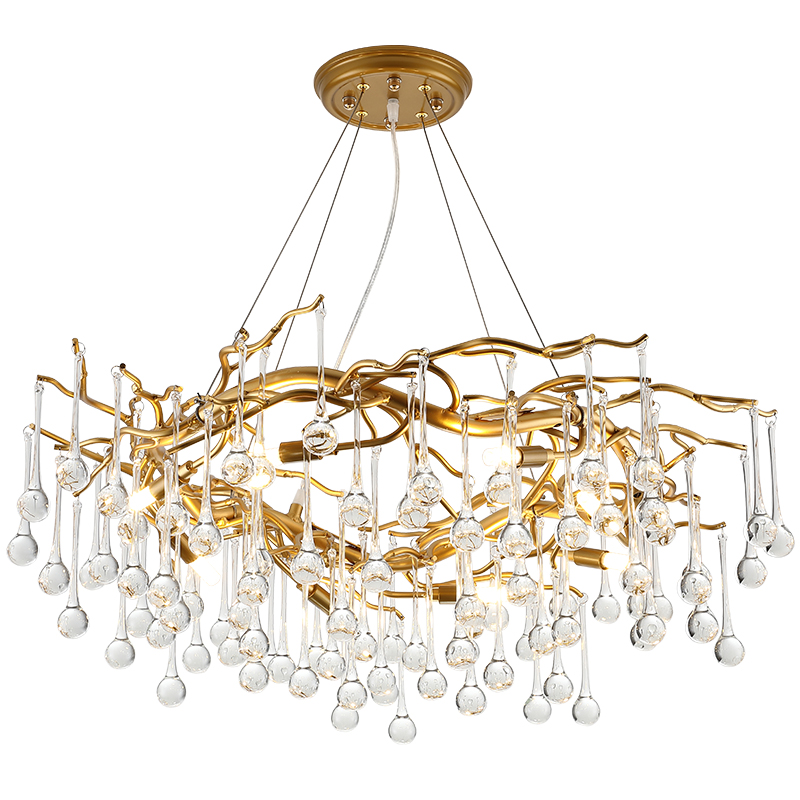 Люстра Droplet Chandelier 80 Золотой Прозрачное Стекло Люстра Droplet Chandelier 80 Золотой Прозрачное Стекло в Грозном | Loft Concept