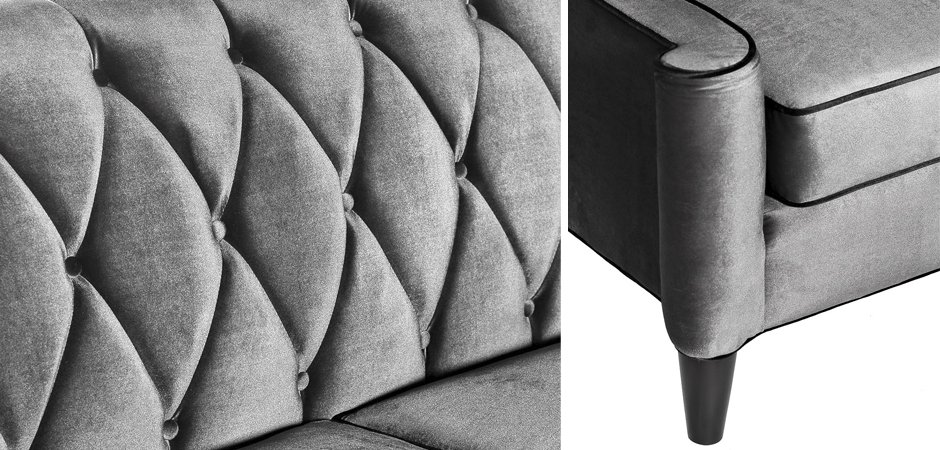 Диван Armen Living Barrister Gray Velvet Диван Armen Living Barrister Gray Velvet - Loft-Concept в Грозном