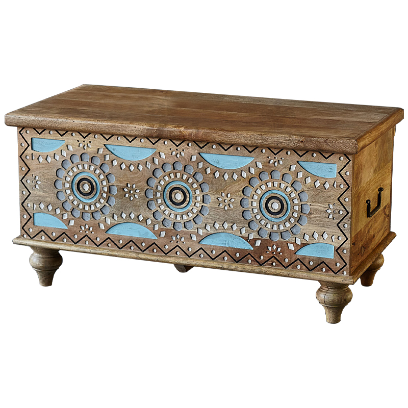 Сундук резной Mitra Carved Wood Chest Голубой Коричневый Белый Сундук резной Mitra Carved Wood Chest Голубой Коричневый Белый в Грозном | Loft Concept