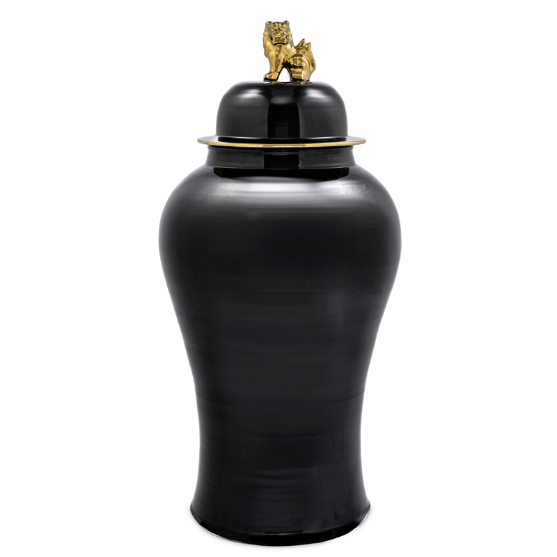 Ваза с крышкой Eichholtz Vase Golden Dragon L Черный Глянцевое золото Ваза с крышкой Eichholtz Vase Golden Dragon L Черный Глянцевое золото в Грозном | Loft Concept