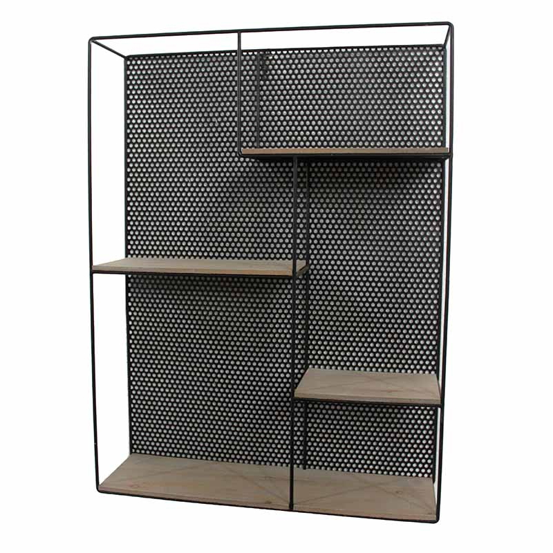 Полка Perforation Loft Rectangle Shelf Бежево-серый Черный Полка Perforation Loft Rectangle Shelf Бежево-серый Черный в Грозном | Loft Concept
