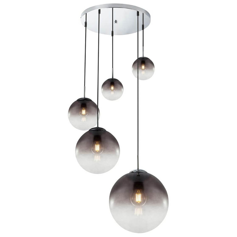 Люстра Ball Sunrise Pendant lamp smok 5 плафона Стекло Смок Хром Люстра Ball Sunrise Pendant lamp smok 5 плафона Стекло Смок Хром в Грозном | Loft Concept