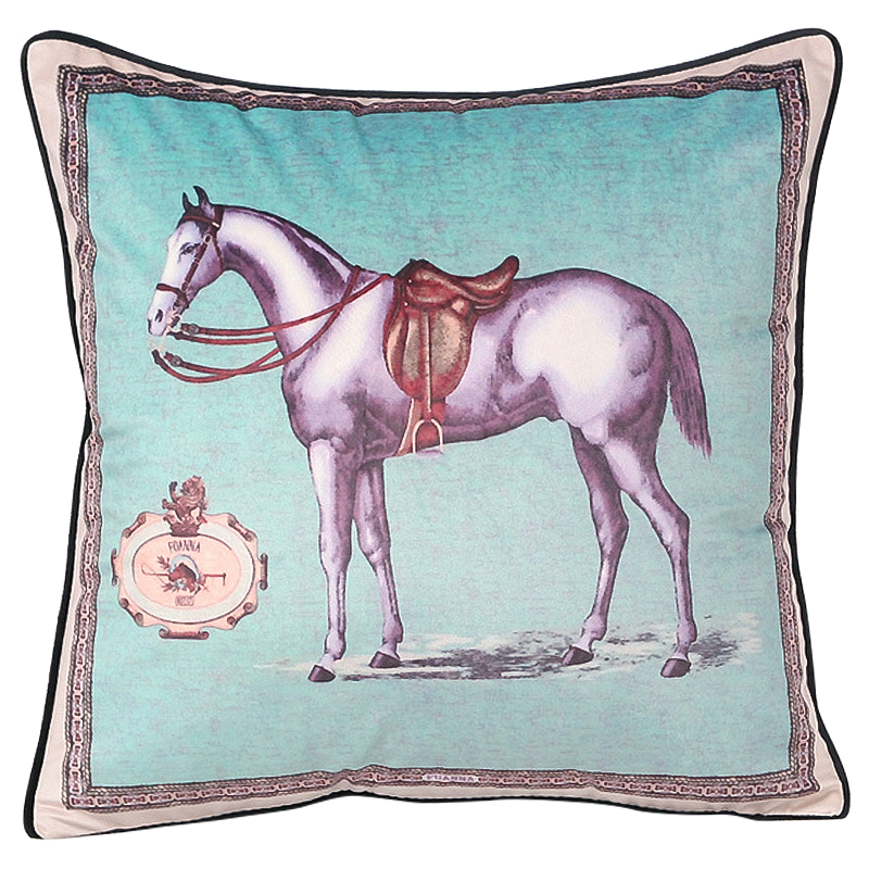 Декоративная подушка Hermes Horse 15 Бирюзовый Мульти в Грозном | Loft Concept 