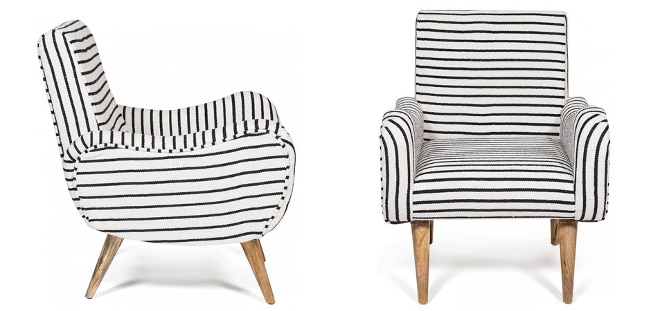 Кресло с подлокотниками Black and White Stripes Кресло с подлокотниками Black and White Stripes - Loft-Concept в Грозном