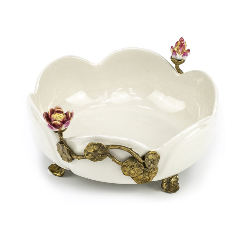 Блюдо Dish White Flower Бронза Белый Блюдо Dish White Flower Бронза Белый в Грозном | Loft Concept