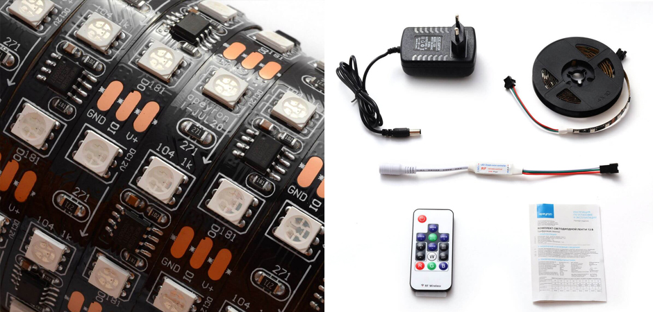 Комплект светодиодной ленты 14,4W/m 60Led/m 5050SMD разноцветный 2M Комплект светодиодной ленты 14,4W/m 60Led/m 5050SMD разноцветный 2M - Loft-Concept в Грозном