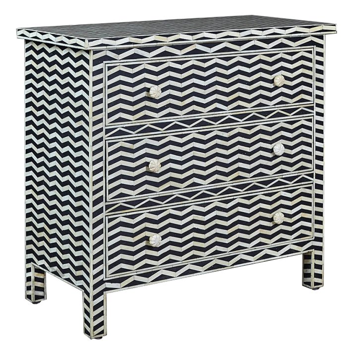 Комод инкрустация костью Inlaid Bone Chevron Белый Черный Комод инкрустация костью Inlaid Bone Chevron Белый Черный в Грозном | Loft Concept