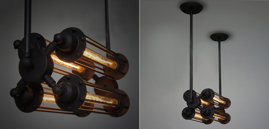 Подвесной светильник Loft Industrial Edison Cage Horizontal Quatro Подвесной светильник Loft Industrial Edison Cage Horizontal Quatro - Loft-Concept в Грозном