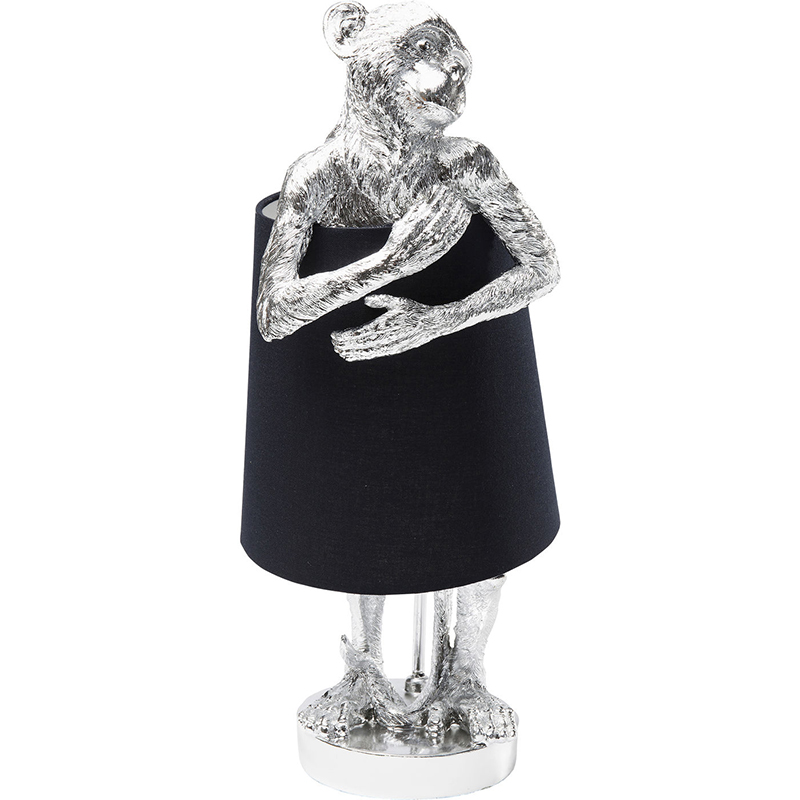 Настольная лампа Silver Monkey Hugging Lampshade Серебряный Черный Настольная лампа Silver Monkey Hugging Lampshade Серебряный Черный в Грозном | Loft Concept