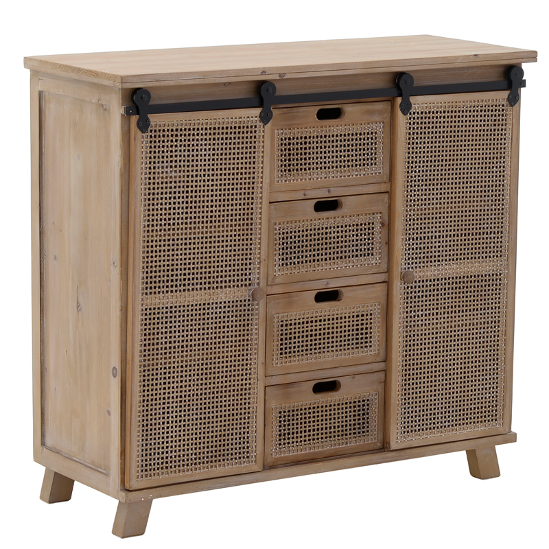 Комод из дерева и ротанга Rosita Wood chest of drawers Бежево-серый Черный Комод из дерева и ротанга Rosita Wood chest of drawers Бежево-серый Черный в Грозном | Loft Concept